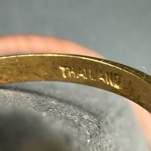 Gold Tone Cubic Zirconia Thailand Cocktail Ring in Circular Design - Picture 7 of 12